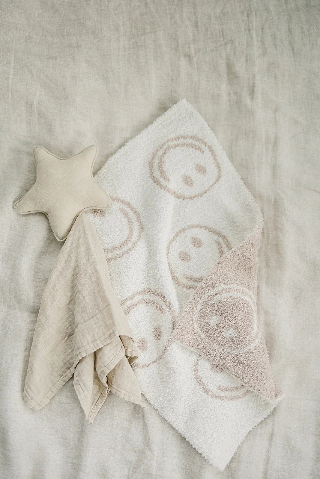 Smiley Taupe Plush Blanket