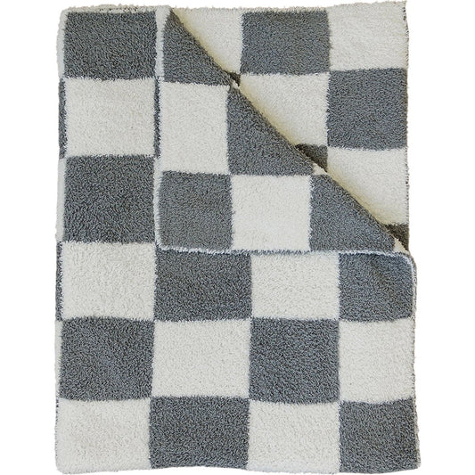 Charcoal Checkered Plush Blanket