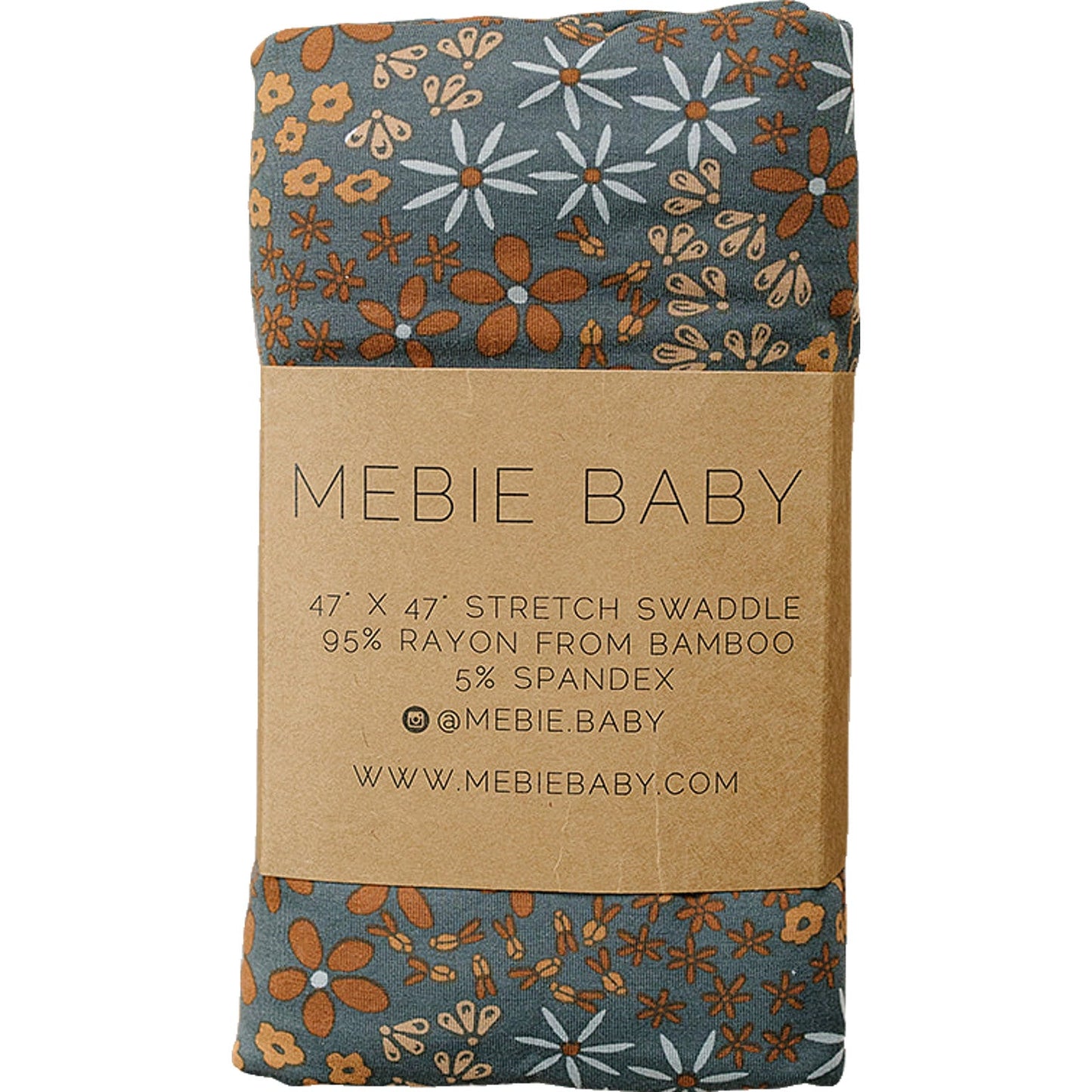 Navy Floral Bamboo Stretch Swaddle